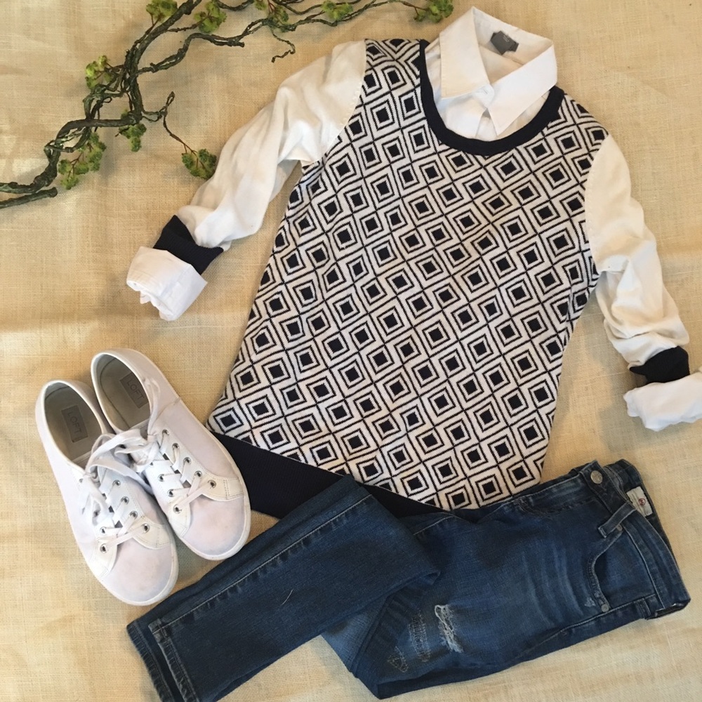 Merona Navy/Cream Sweater